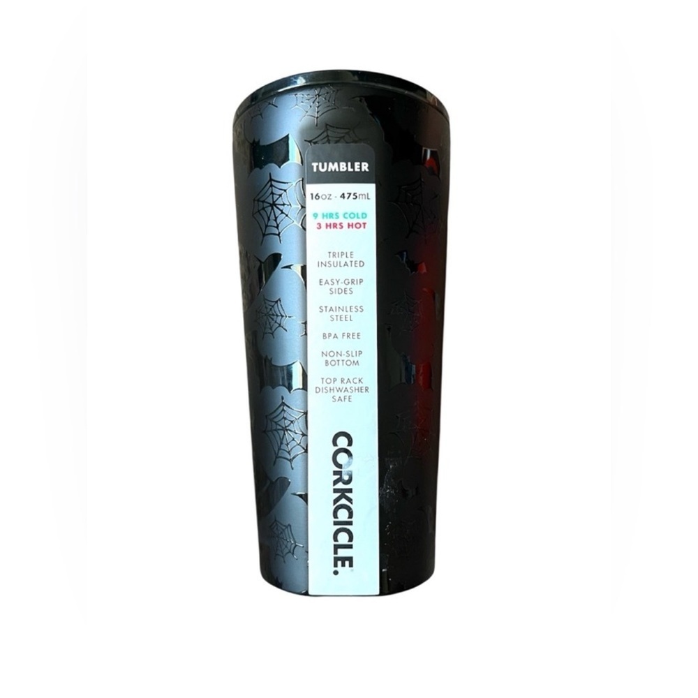 NWT Corkcicle Halloween Bat & Spiderweb Tumbler